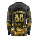 Personalised Western Australia Oztag Swan Long Sleeve Shirt Black Gold Graffiti Aboriginal Dot Pattern