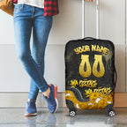 Personalised Western Australia Oztag Swan Luggage Cover Black Gold Graffiti Aboriginal Dot Pattern