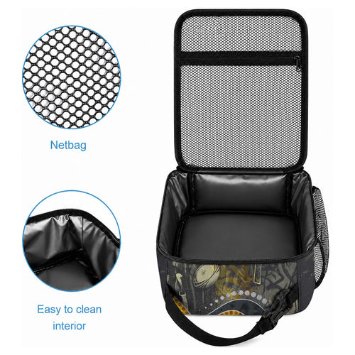 Personalised Western Australia Oztag Swan Lunch Bag Black Gold Graffiti Aboriginal Dot Pattern