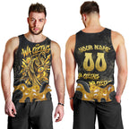 Personalised Western Australia Oztag Swan Men Tank Top Black Gold Graffiti Aboriginal Dot Pattern
