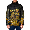 Personalised Western Australia Oztag Swan Padded Jacket Black Gold Graffiti Aboriginal Dot Pattern