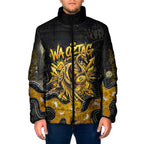 Personalised Western Australia Oztag Swan Padded Jacket Black Gold Graffiti Aboriginal Dot Pattern