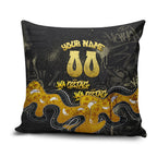 Personalised Western Australia Oztag Swan Pillow Cover Black Gold Graffiti Aboriginal Dot Pattern