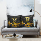 Personalised Western Australia Oztag Swan Pillow Cover Black Gold Graffiti Aboriginal Dot Pattern