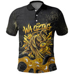 Personalised Western Australia Oztag Swan Polo Shirt Black Gold Graffiti Aboriginal Dot Pattern