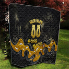 Personalised Western Australia Oztag Swan Quilt Black Gold Graffiti Aboriginal Dot Pattern