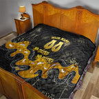 Personalised Western Australia Oztag Swan Quilt Black Gold Graffiti Aboriginal Dot Pattern