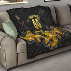 Personalised Western Australia Oztag Swan Quilt Black Gold Graffiti Aboriginal Dot Pattern