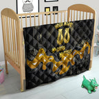 Personalised Western Australia Oztag Swan Quilt Black Gold Graffiti Aboriginal Dot Pattern