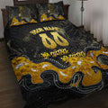 Personalised Western Australia Oztag Swan Quilt Bed Set Black Gold Graffiti Aboriginal Dot Pattern