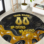 Personalised Western Australia Oztag Swan Round Carpet Black Gold Graffiti Aboriginal Dot Pattern