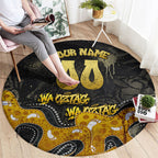 Personalised Western Australia Oztag Swan Round Carpet Black Gold Graffiti Aboriginal Dot Pattern