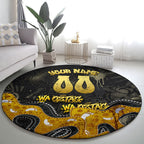 Personalised Western Australia Oztag Swan Round Carpet Black Gold Graffiti Aboriginal Dot Pattern
