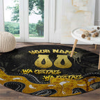 Personalised Western Australia Oztag Swan Round Carpet Black Gold Graffiti Aboriginal Dot Pattern