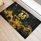 Personalised Western Australia Oztag Swan Rubber Doormat Black Gold Graffiti Aboriginal Dot Pattern