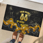 Personalised Western Australia Oztag Swan Rubber Doormat Black Gold Graffiti Aboriginal Dot Pattern