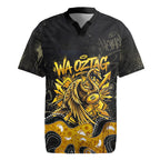 Personalised Western Australia Oztag Swan Rugby Jersey Black Gold Graffiti Aboriginal Dot Pattern