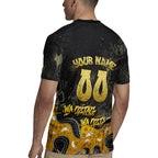 Personalised Western Australia Oztag Swan Rugby Jersey Black Gold Graffiti Aboriginal Dot Pattern