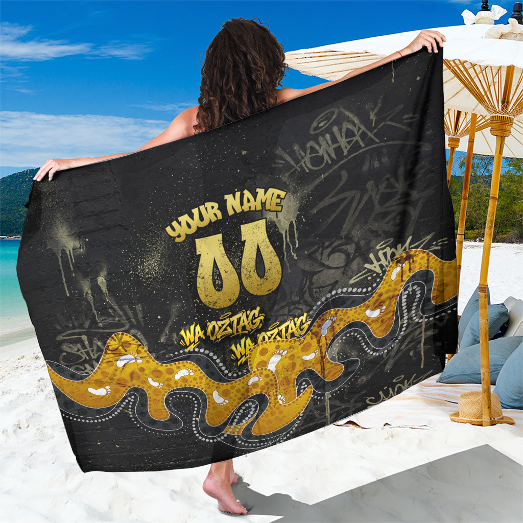 Personalised Western Australia Oztag Swan Sarong Black Gold Graffiti Aboriginal Dot Pattern
