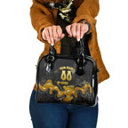 Personalised Western Australia Oztag Swan Shoulder Handbag Black Gold Graffiti Aboriginal Dot Pattern
