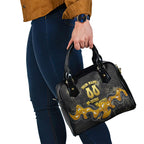 Personalised Western Australia Oztag Swan Shoulder Handbag Black Gold Graffiti Aboriginal Dot Pattern