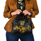 Personalised Western Australia Oztag Swan Shoulder Handbag Black Gold Graffiti Aboriginal Dot Pattern