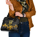 Personalised Western Australia Oztag Swan Shoulder Handbag Black Gold Graffiti Aboriginal Dot Pattern