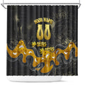 Personalised Western Australia Oztag Swan Shower Curtain Black Gold Graffiti Aboriginal Dot Pattern