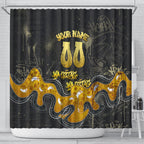 Personalised Western Australia Oztag Swan Shower Curtain Black Gold Graffiti Aboriginal Dot Pattern