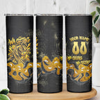 Personalised Western Australia Oztag Swan Skinny Tumbler Black Gold Graffiti Aboriginal Dot Pattern