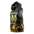 Personalised Western Australia Oztag Swan Sleeveless Hoodie Black Gold Graffiti Aboriginal Dot Pattern