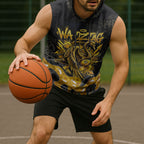 Personalised Western Australia Oztag Swan Sleeveless Hoodie Black Gold Graffiti Aboriginal Dot Pattern