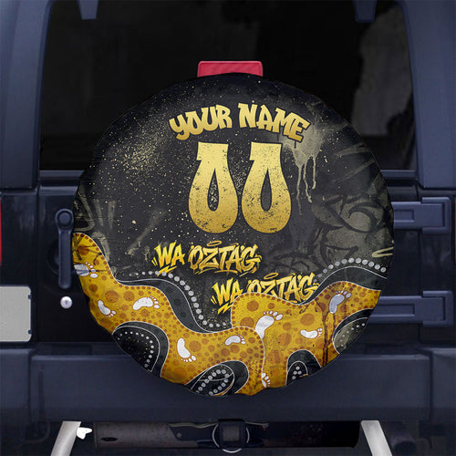 Personalised Western Australia Oztag Swan Spare Tire Cover Black Gold Graffiti Aboriginal Dot Pattern