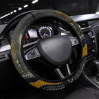 Western Australia Oztag Swan Steering Wheel Cover Black Gold Graffiti Aboriginal Dot Pattern