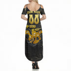 Personalised Western Australia Oztag Swan Summer Maxi Dress Black Gold Graffiti Aboriginal Dot Pattern