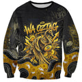 Personalised Western Australia Oztag Swan Sweatshirt Black Gold Graffiti Aboriginal Dot Pattern