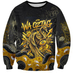 Personalised Western Australia Oztag Swan Sweatshirt Black Gold Graffiti Aboriginal Dot Pattern