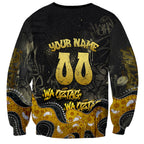 Personalised Western Australia Oztag Swan Sweatshirt Black Gold Graffiti Aboriginal Dot Pattern
