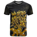 Personalised Western Australia Oztag Swan T Shirt Black Gold Graffiti Aboriginal Dot Pattern