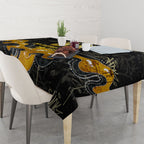 Personalised Western Australia Oztag Swan Tablecloth Black Gold Graffiti Aboriginal Dot Pattern