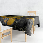 Personalised Western Australia Oztag Swan Tablecloth Black Gold Graffiti Aboriginal Dot Pattern