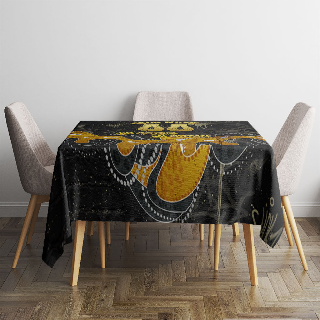 Personalised Western Australia Oztag Swan Tablecloth Black Gold Graffiti Aboriginal Dot Pattern