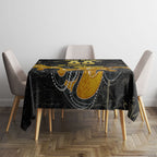 Personalised Western Australia Oztag Swan Tablecloth Black Gold Graffiti Aboriginal Dot Pattern
