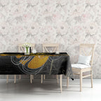 Personalised Western Australia Oztag Swan Tablecloth Black Gold Graffiti Aboriginal Dot Pattern