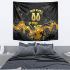 Personalised Western Australia Oztag Swan Tapestry Black Gold Graffiti Aboriginal Dot Pattern