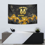 Personalised Western Australia Oztag Swan Tapestry Black Gold Graffiti Aboriginal Dot Pattern