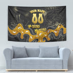Personalised Western Australia Oztag Swan Tapestry Black Gold Graffiti Aboriginal Dot Pattern