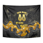 Personalised Western Australia Oztag Swan Tapestry Black Gold Graffiti Aboriginal Dot Pattern