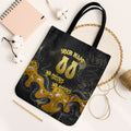 Personalised Western Australia Oztag Swan Tote Bag Black Gold Graffiti Aboriginal Dot Pattern