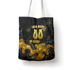 Personalised Western Australia Oztag Swan Tote Bag Black Gold Graffiti Aboriginal Dot Pattern